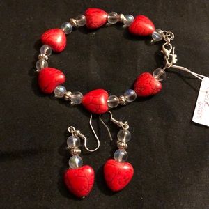 New Heart bracelet and earrings set